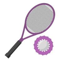 uma raquete e uma peteca para jogar badminton. artigos para esportes. plano. ilustração vetorial vetor