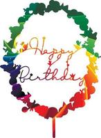 feliz aniversário topper fundo cores do arco-íris com brinquedos infantis, carro, pelúcia, pássaros, navio. borboleta vetor