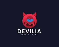 modelo de logotipo do diabo vermelho