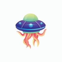 design colorido de ufo e tentáculo alienígena vetor