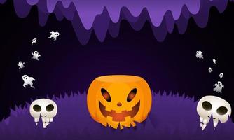 fundo de halloween para uma festa e venda no banner de halloween night.happy halloween. vetor