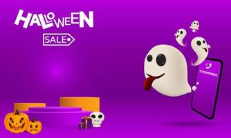 fundo de halloween para uma festa e venda no banner de halloween night.happy halloween. vetor