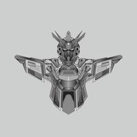 cavaleiro de robô ciborgue guerreiro preto e branco no fundo de ornamentos de geometria sagrada, perfeito para tatuagens vetor