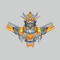 guerreiro cyborg robô cavaleiro no fundo de ornamentos de geometria sagrada, perfeito para design de camiseta, adesivo, pôster, mercadoria e logotipo de e-sport vetor