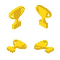 copos prêmios ícone conjunto símbolo de visão isométrica da competição esportiva de sucesso. ilustração vetorial do prêmio da taça de ouro vetor