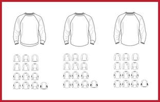 modelo de moletom diferentes modelos vetoriais, vista frontal e traseira vetor