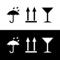 ícones guarda-chuva, copo de martini, seta para cima vetor