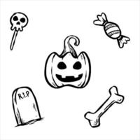 conjunto de halloween doodle desenhado à mão vetor