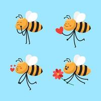ilustração em vetor de personagem de desenho animado de abelha fofa