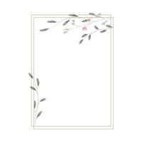 moldura retangular em estilo minimalista, rústico e aquarela. borda geométrica com galhos em aquarela, folhas e flores. moldura moderna para convite de casamento de design e cartão de felicitações. vetor