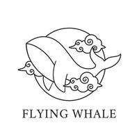 vetor de logotipo de baleia voadora monocromática