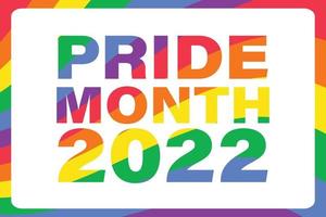 mês do orgulho 2022 - modelo de banner horizontal. arco-íris lgbtq bandeira do orgulho gay cores fundo listrado. ilustração vetorial vetor