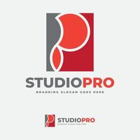 design de logotipo de letra de volume p studio pro