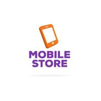 modelo de logotipo de loja móvel com telefone laranja vetor