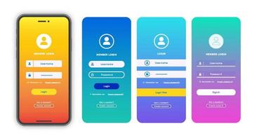 conjunto de modelo de página de formulário de login vetor