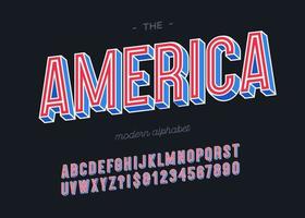 vetor alfabeto américa 3d estilo colorido para decoração