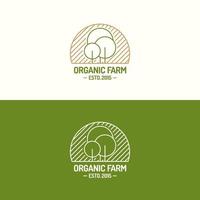 logotipo da fazenda orgânica definir linha de cores com árvores para empresa de natureza agrícola fresca, loja ecológica vetor