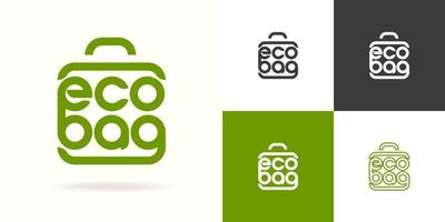 logotipo do saco ecológico composto por sacola de compras vetor