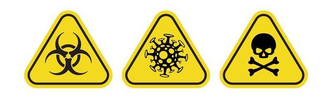 ícone de vetor de coronavírus, símbolo de risco biológico, emblema tóxico