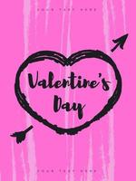 cartão de dia dos namorados com sinal dia dos namorados e coração, seta no fundo rosa vetor
