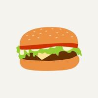 estilo simples de desenho animado de hambúrguer vetor