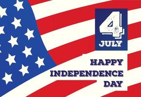 cartão de feliz dia da independência no fundo da bandeira americana.