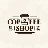logotipo da cafeteria com estilo de linha de cor preta de xícara de papel isolado no fundo para café