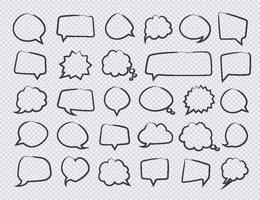 adesivos vetoriais de bolhas de fala definir estilo de linha de desenho à mão vetor