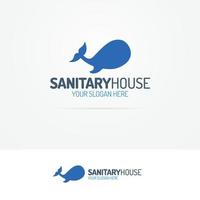 logotipo da casa sanitária com silhueta de baleia vetor