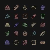 ícones de padaria definir estilo de cor de linha simples vetor
