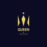 rainha coroa vetor logotipo estilo ouro
