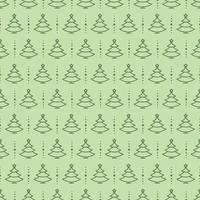 estilo de linha de cor verde padrão sem costura de árvore de natal no fundo para cartões de felicitações vetor