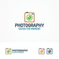 conjunto de logotipo de fotografia com câmera fotográfica colorida vetor