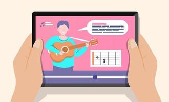 aulas de guitarra online estilo cartoon vetor