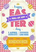 cartaz de festa de páscoa com desejo - feliz dia de páscoa cheio de alegria e ovos coloridos estilo