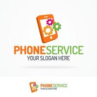 logotipo do serviço de telefone definido com estilo de cor silhueta telefone e engrenagens vetor