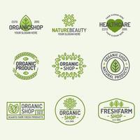 loja orgânica e estilo de linha definido de logotipo de fazenda fresca vetor