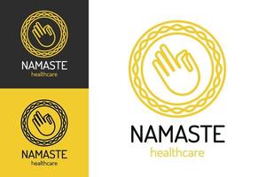 logotipo de ioga definido com estilo de linha de mão para aula de meditação vetor