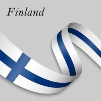 acenando a fita ou banner com bandeira finlândia vetor