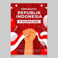 modelo de cartaz dirgahayu republik indonésia vetor