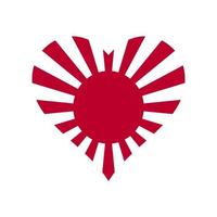 amo o símbolo do coração com a bandeira do sol nascente. projeto de vetor isolado da bandeira da marinha imperial japonesa. bandeira japonesa abstrata para design de decoração. fundo de vetor de sol. sol vintage.