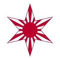 bandeira japonesa do sol nascente com símbolo de forma de seis estrelas. símbolo do nascer do sol. projeto de vetor isolado da bandeira da marinha imperial japonesa. bandeira japonesa abstrata para design de decoração. sol vintage sunburst.