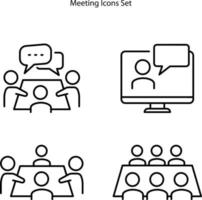 conjunto de ícones de reunião isolado no fundo branco. ícone de reunião símbolo de reunião moderno e moderno para logotipo, web, app, ui. reunião ícone simples sinal. vetor