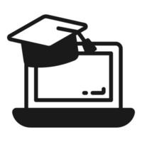 ícone de glifo de vetor de educação online, ícone de escola e educação
