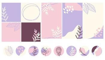 post de mídia social e modelos de história para aplicativos móveis. design de fundo abstrato minimalista em tons pastel de rosa e violeta. para conteúdo de moda, beleza e cosméticos. ilustração vetorial vetor