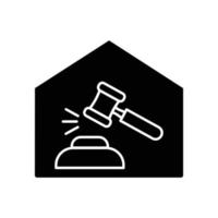ícone de casa com martelo da lei. adequado para símbolo de justiça, dia da lei. estilo de ícone sólido. design simples editável. vetor de modelo de design