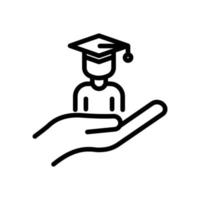 vetor de ícone de educação. aluno com a mão. estilo de ícone de linha. ilustração de design simples editável