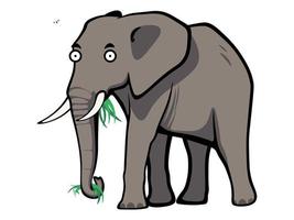 elefante bonito dos desenhos animados, mastigando grama fresca