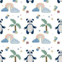 padrão de bebê de animais fofos dos desenhos animados com urso panda vetor