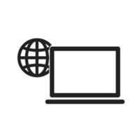 ícone de linha de laptop conectado vetor